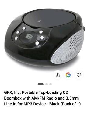 GPX BC112 Portable Boombox CD Player with AM FM Radio and Built in Speakers